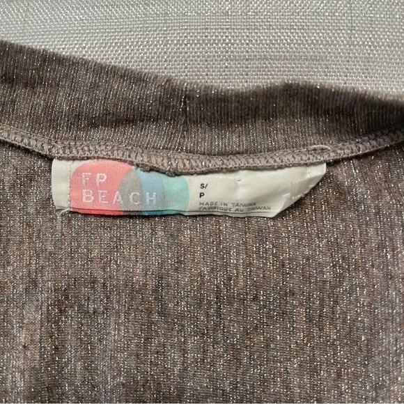 Free People FP Beach Brown Metallic Sweater Cardigan. Size S - Picture 6 of 11